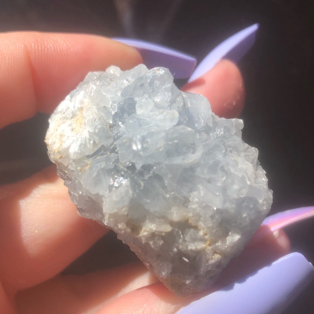 Natural Raw Blue Celestite Geode Crystal Cluster